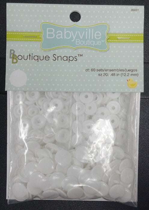 Plastic Snaps - White - Size 20 - 60 SETS