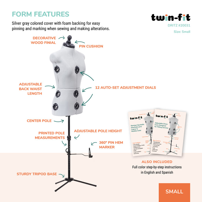 Twin-Fit Adjustable Dress Form, Small