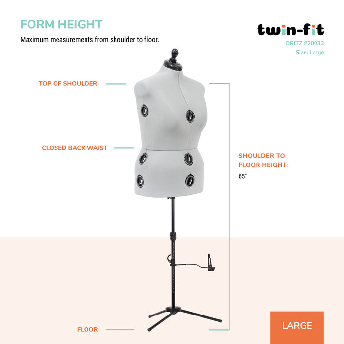 Twin-Fit Adjustable Dress Form, Large