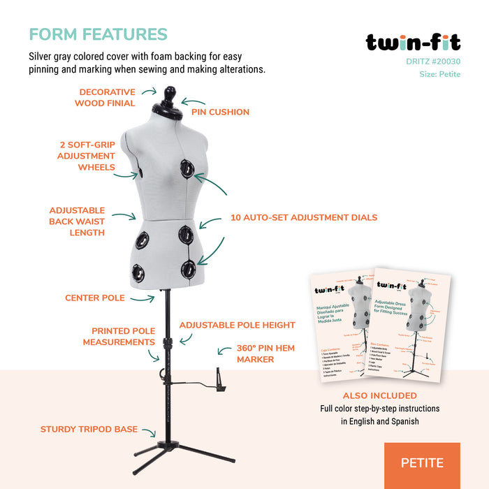 Twin-Fit Adjustable Dress Form, Petite