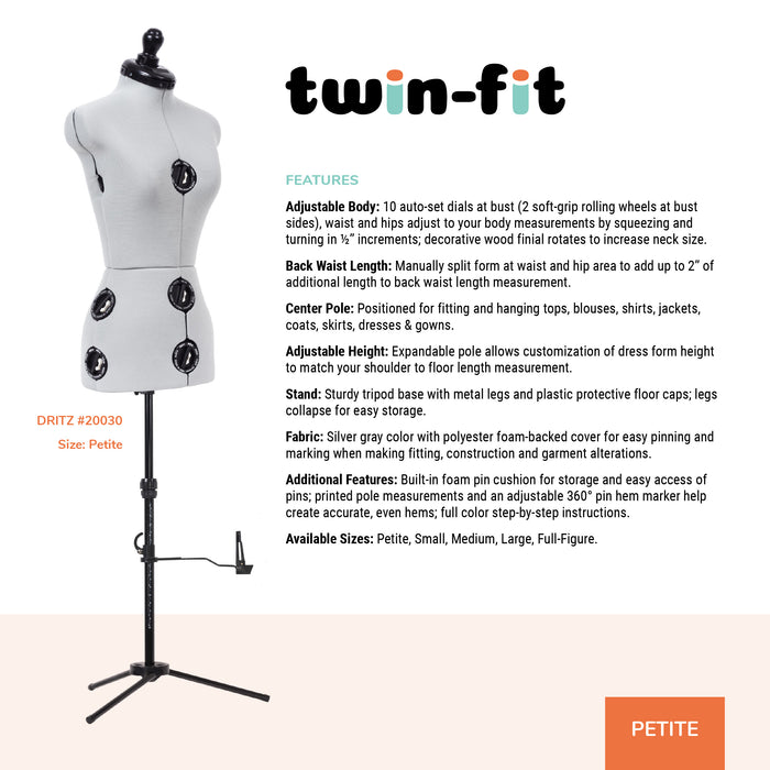 Twin-Fit Adjustable Dress Form, Petite