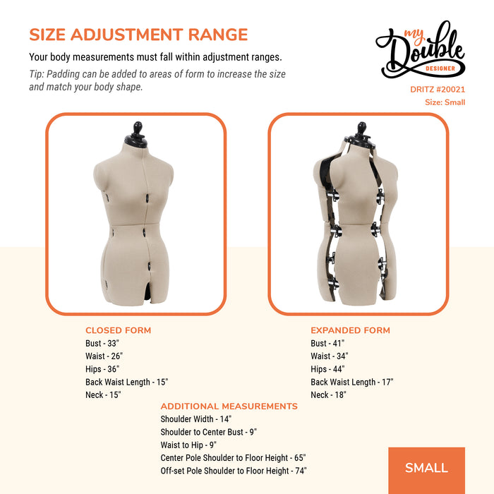 My Double Designer Adjustable Dress Form, Small