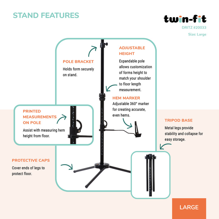 Twin-Fit Adjustable Dress Form, Large