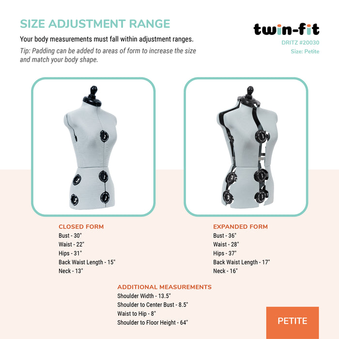 Twin-Fit Adjustable Dress Form, Petite