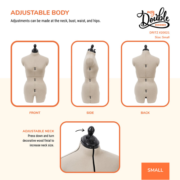 My Double Designer Adjustable Dress Form, Small