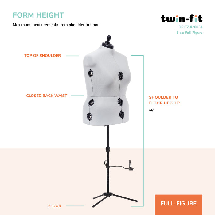 Twin-Fit Adjustable Dress Form, Full-Figure