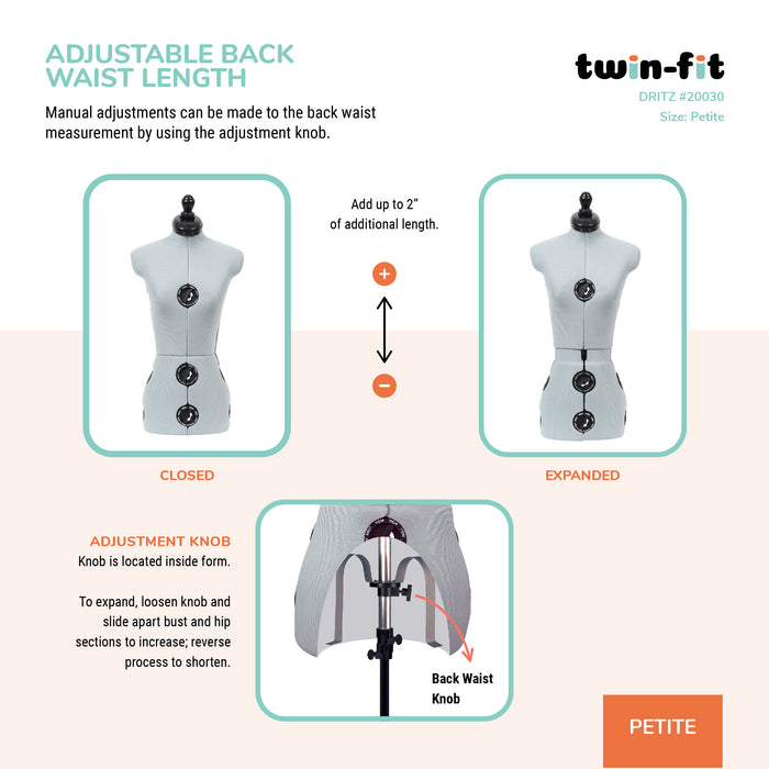 Twin-Fit Adjustable Dress Form, Petite