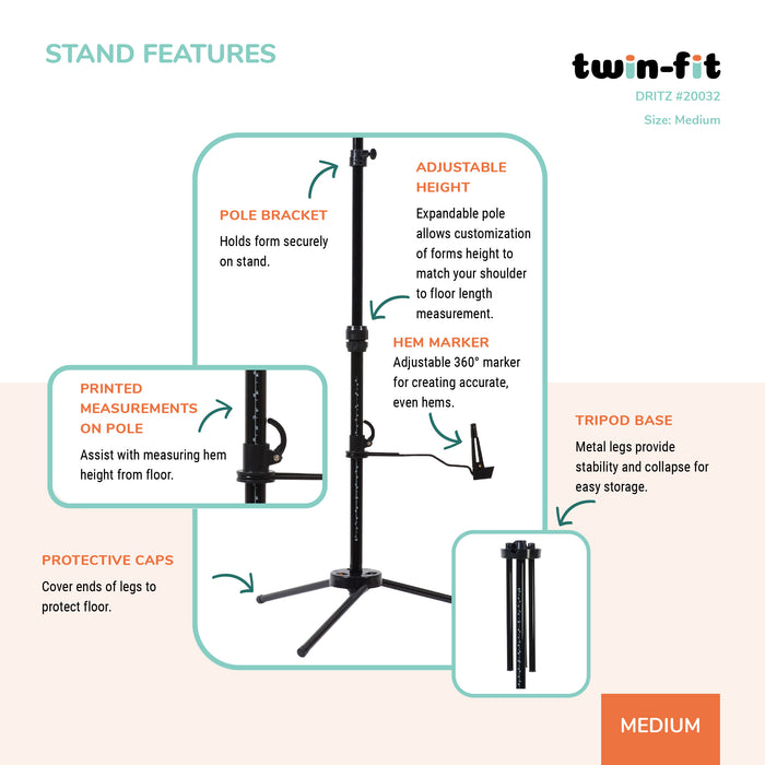 Twin-Fit Adjustable Dress Form, Medium