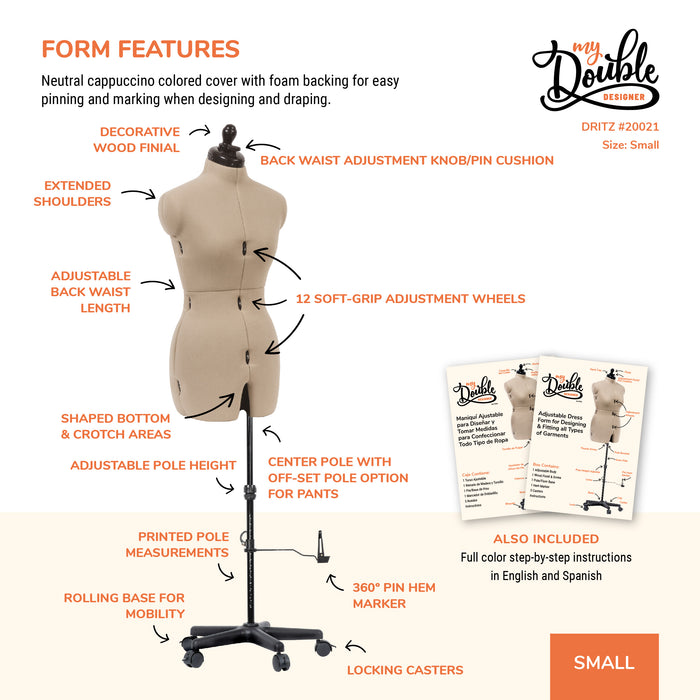 My Double Designer Adjustable Dress Form, Small