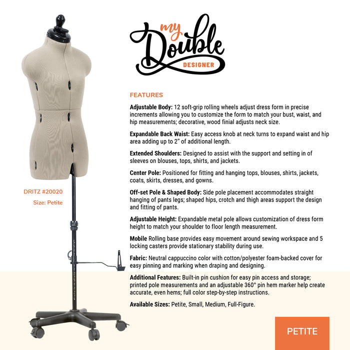 My Double Designer Adjustable Dress Form, Petite