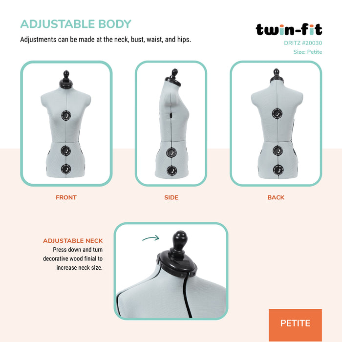 Twin-Fit Adjustable Dress Form, Petite