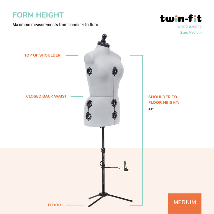 Twin-Fit Adjustable Dress Form, Medium