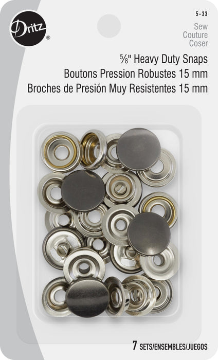 5/8" Heavy Duty Snaps, 7 Sets, Gunmetal