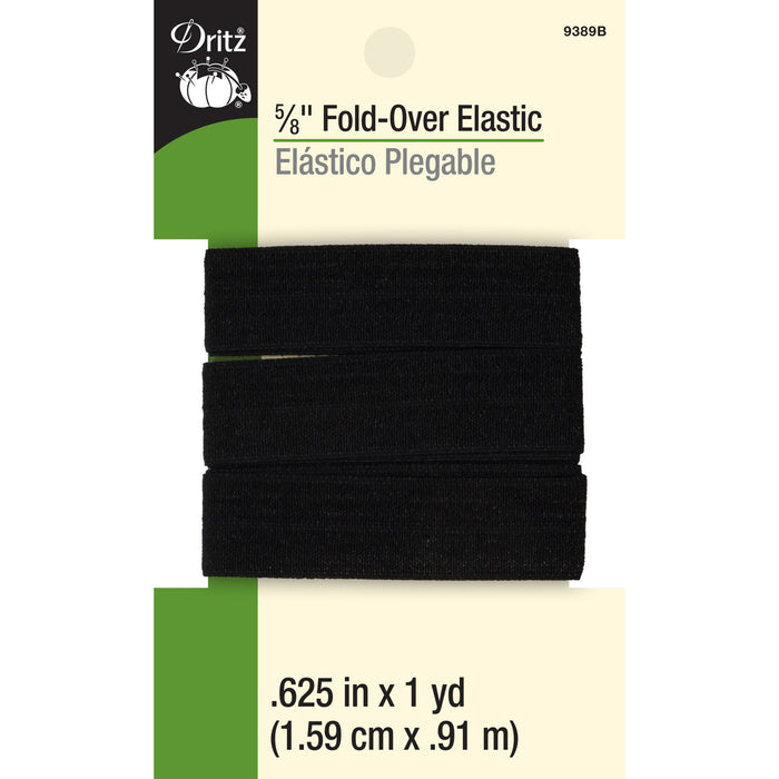 5/8" Fold-Over Elastic, Black, 1 yd