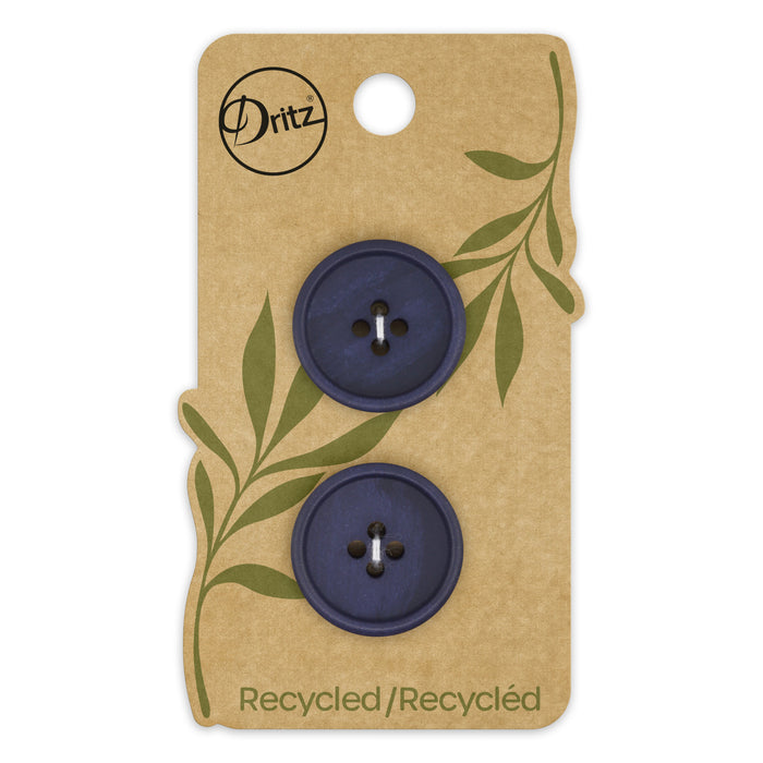 Recycled Paper Round Button, 23mm, Dark Blue, 2 pc