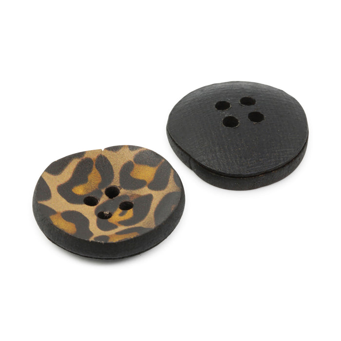 Recycled Printed Leather Button, 23mm, 2 pc