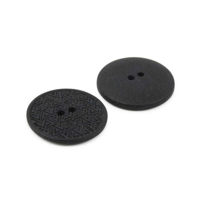 Recycled Hemp Geometric Round Button, 20mm, Black, 3 pc