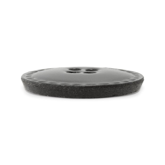 Recycled Leather Round Button, 25mm, Black