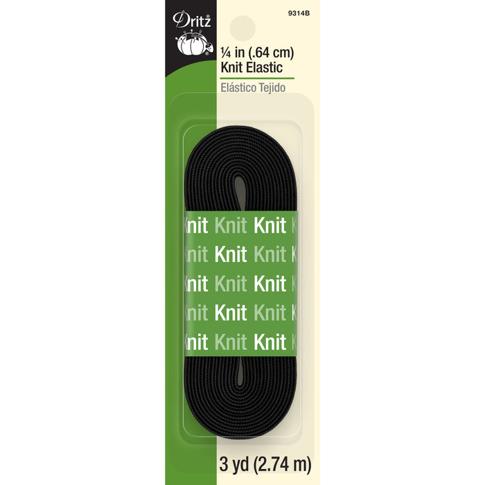 1/4" Knit Elastic, Black, 3 yd