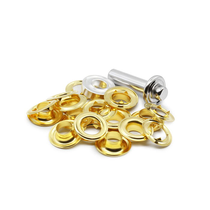 7/16" Extra-Large Eyelets & Tools, 10 Sets, Brass