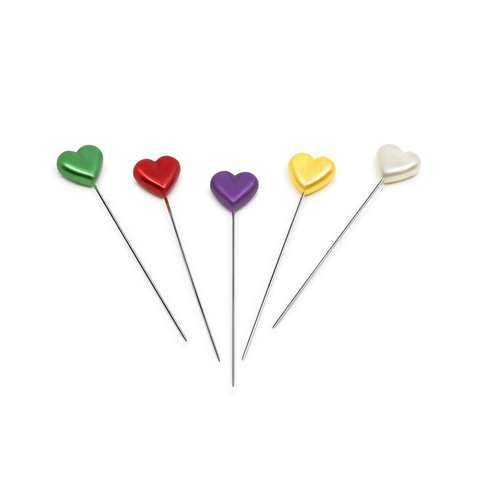 2-1/8" Heart Pearlized Pins, Assorted, 35 pc