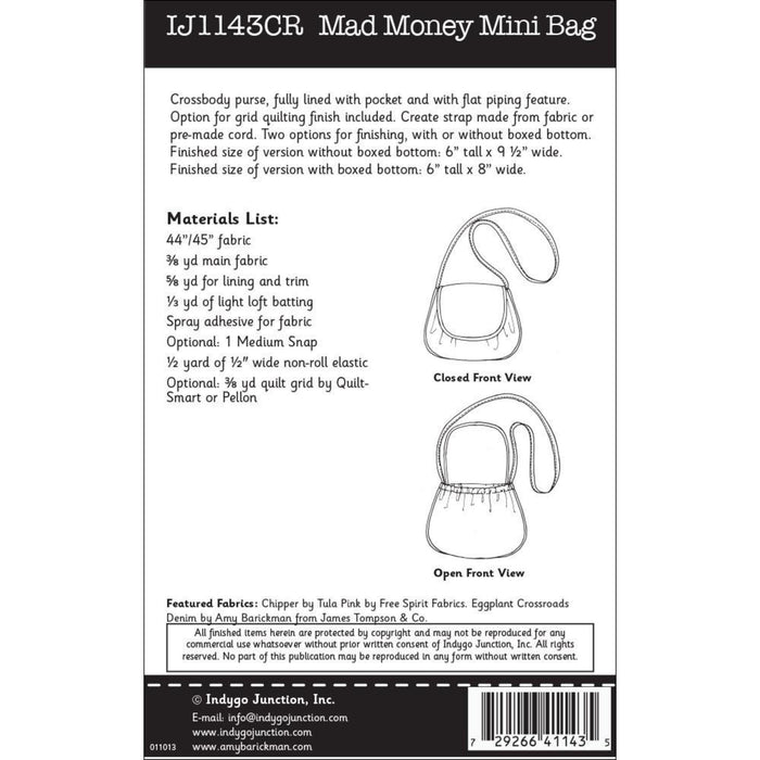 Mad Money Mini Bag Pattern, Shippable