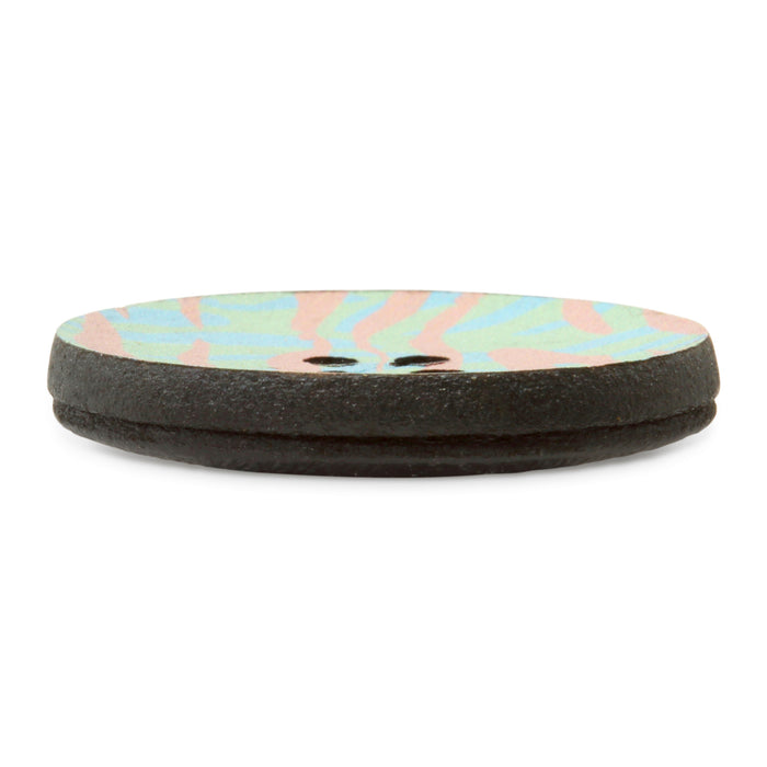 Recycled Leather Round Button, 30mm, Multicolor Print