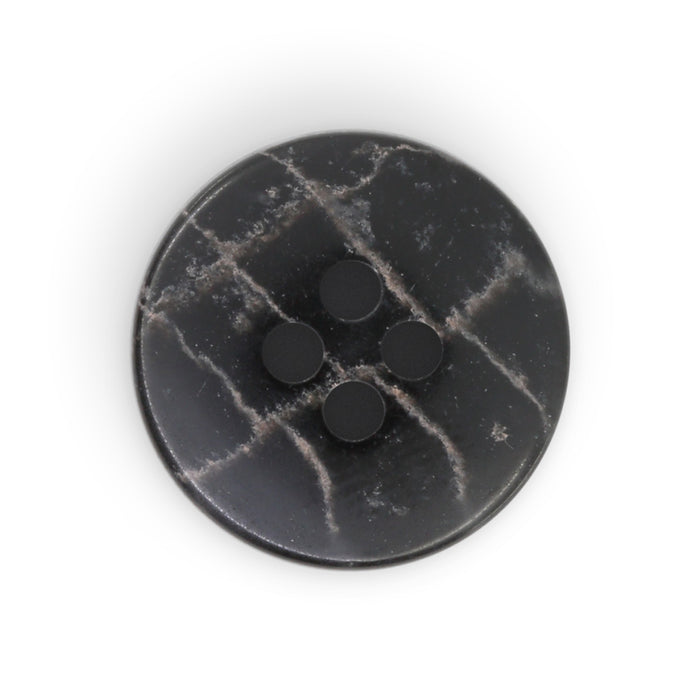 Recycled Polyester Round Button, 18mm, Black, 3 pc