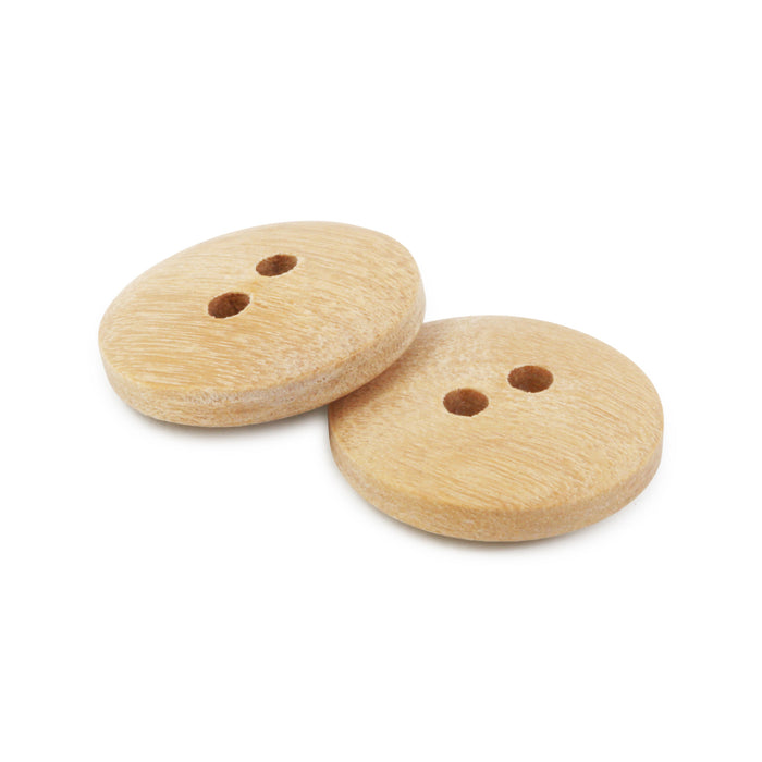 Sustainable Wood Round Button, 15mm, Beige, 4 pc