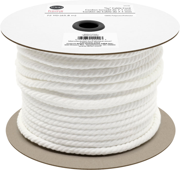 9/32" Cable Cord, White, 72 yd