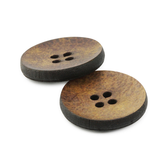 Recycled Leather Round Button, 23mm, Brown, 2 pc