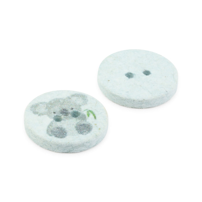 Recycled Cotton Koala Button, 18mm, Light Blue, 3 pc