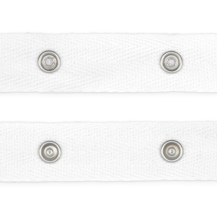 Snap Tape with Metal Snaps, White, 12 yd