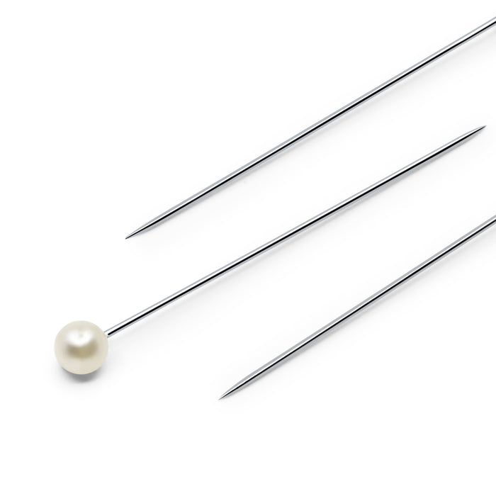 1-1/2" Long Pearlized Pins, White, 100 pc