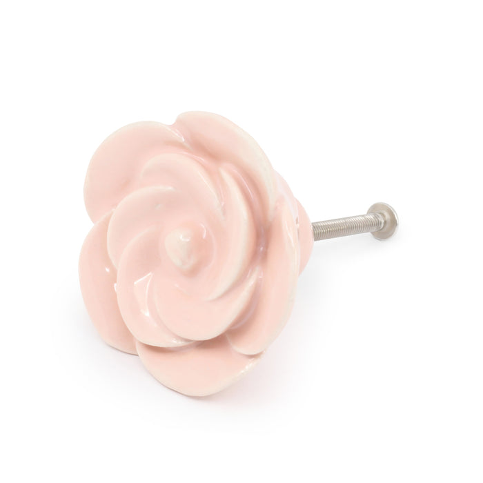 Ceramic Flower Knob, Pale Pink