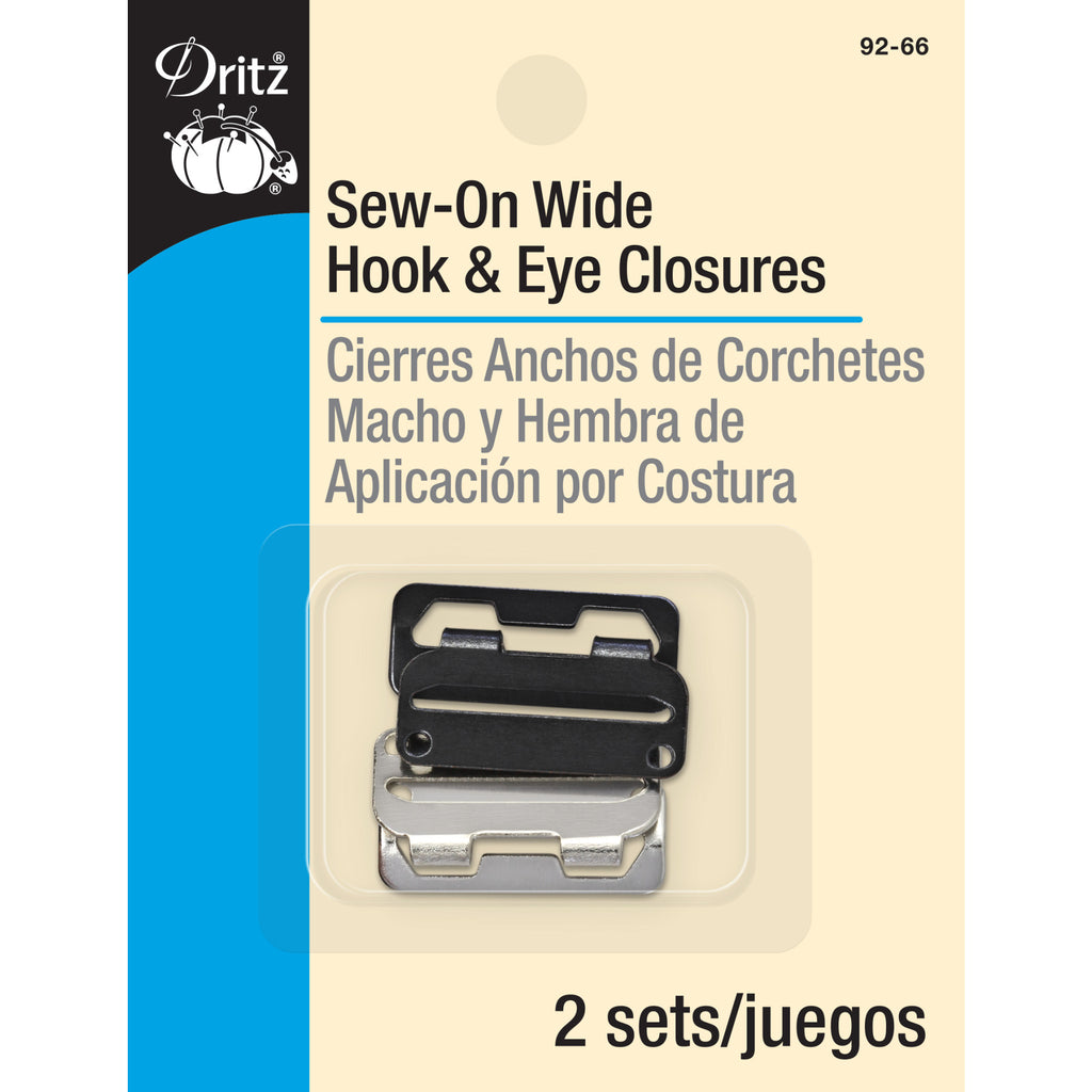 Sew-On Wide Hook & Eye Closures, 2 pc, Nickel — Prym Consumer USA Inc.