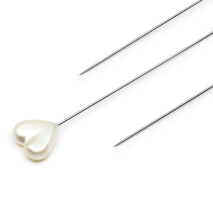 2-1/8" Heart Pearlized Pins, White, 20 pc