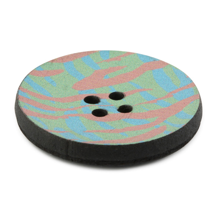 Recycled Leather Round Button, 30mm, Multicolor Print