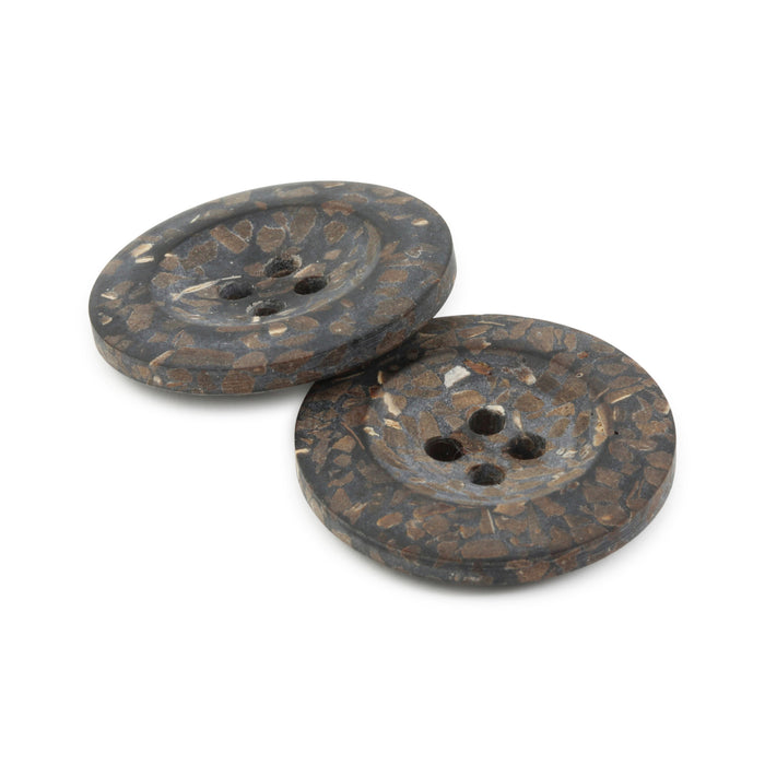 Recycled Coconut Round Button, 23mm, Brown, 2 pc