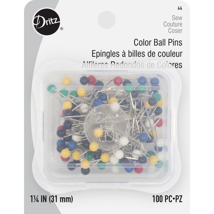 1-1/4" Color Ball Pins, Assorted, 100 pc