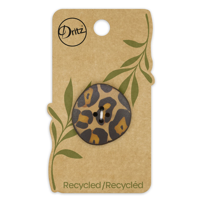 Recycled Printed Leather Button, 30mm