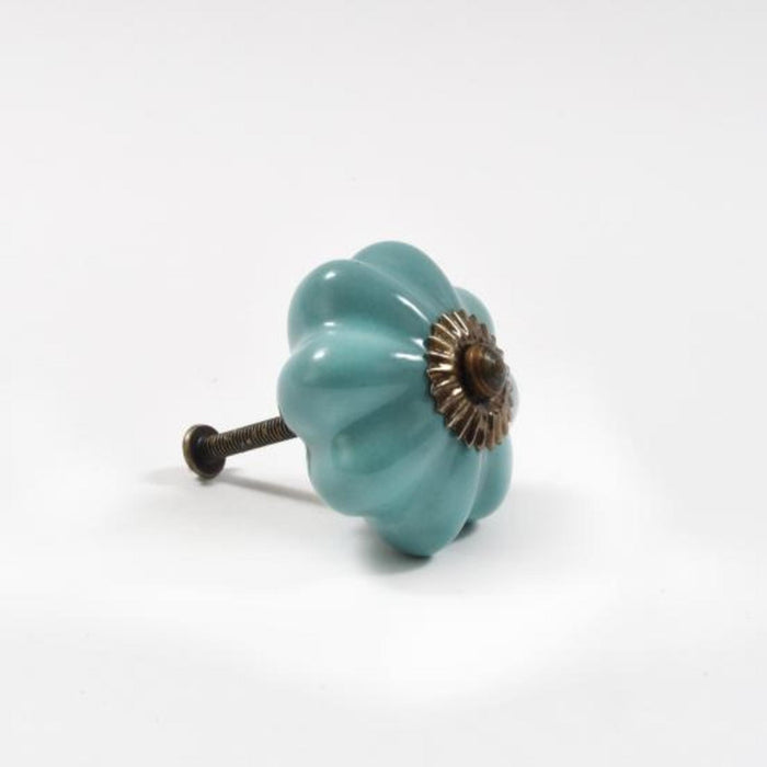 Ceramic Scallop Knob, Turquoise