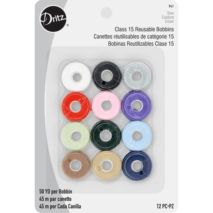 Class 15 Reusable Bobbins, Assorted, 12 pc