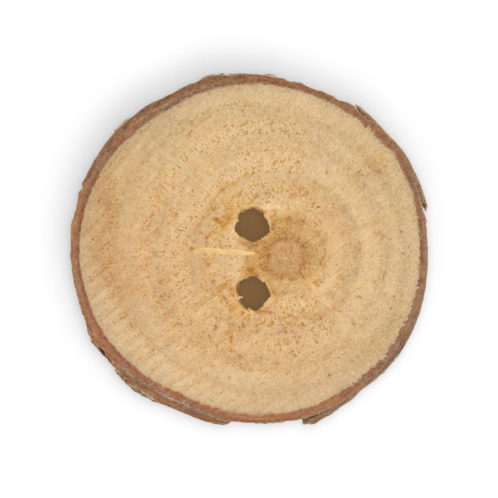 Sustainable Wood Grain Round Button, 30mm, Light Brown