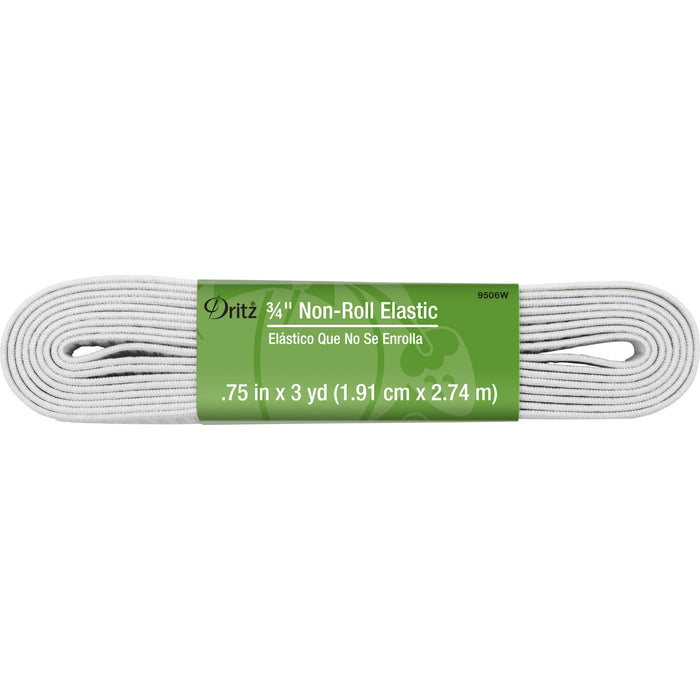 3/4" Non-Roll Elastic, White, 3 yd