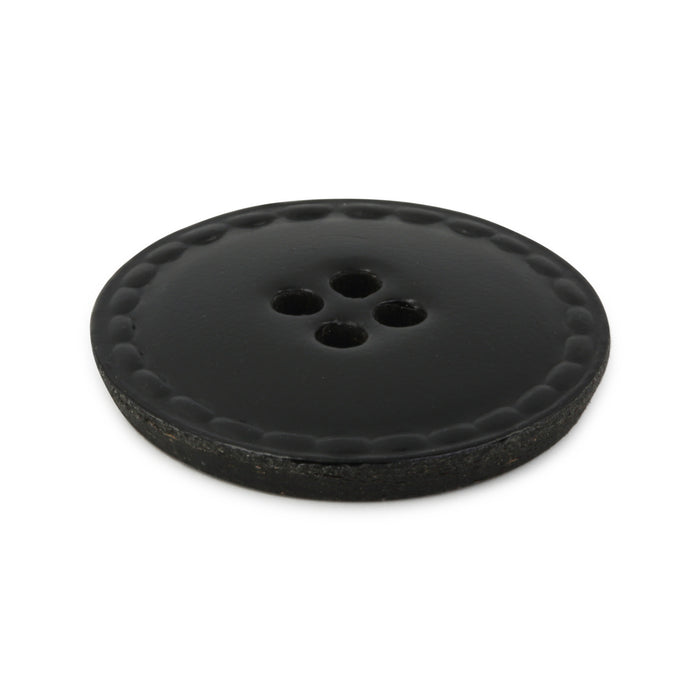 Recycled Leather Round Button, 25mm, Black