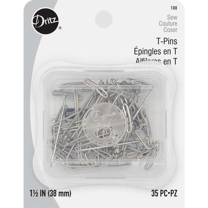 1-1/2" T-Pins, Nickel, 35 pc