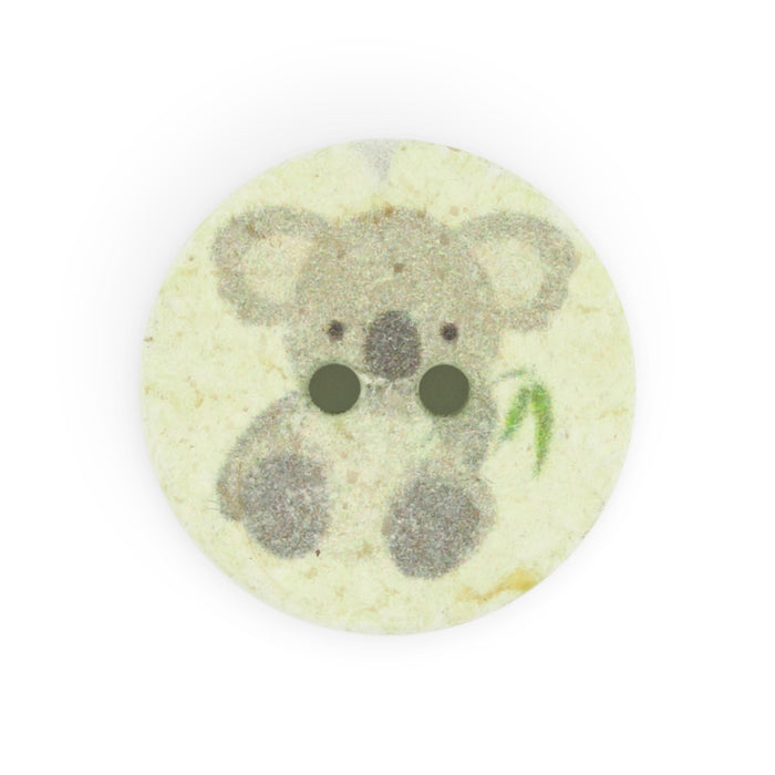 Recycled Cotton Koala Button, 18mm, Light Green, 3 pc