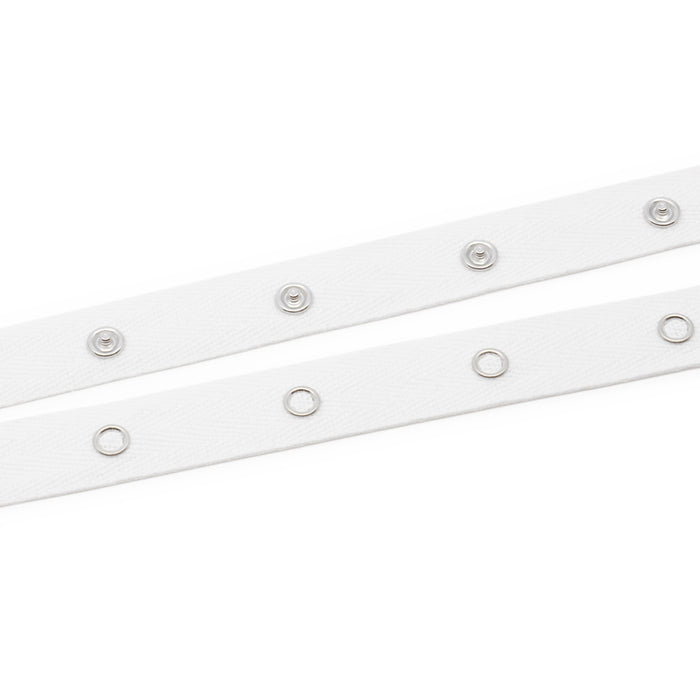 Snap Tape with Metal Snaps, White, 12 yd