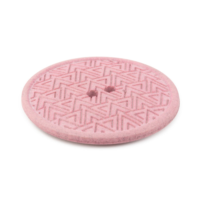 Recycled Hemp Geometric Round Button, 28mm, Light Pink